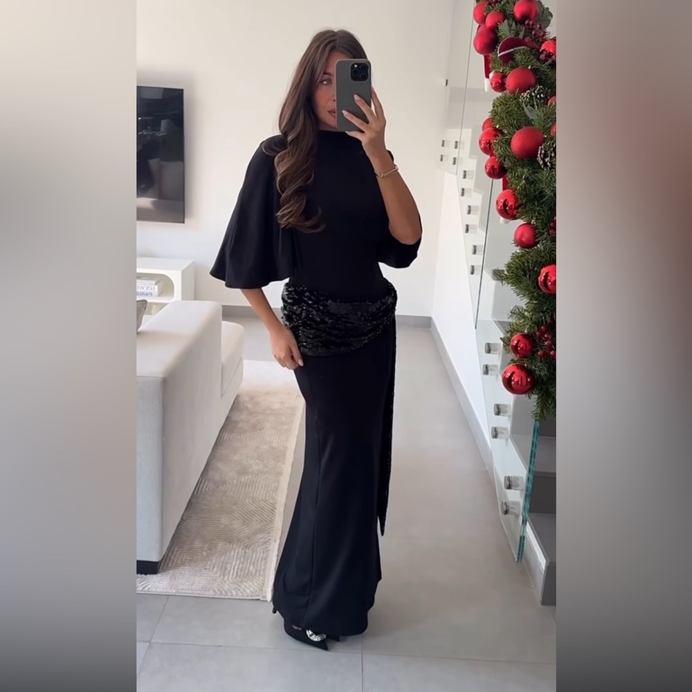 ZARA CUMMERBUND MIDI DRESS - Picture 6 of 17